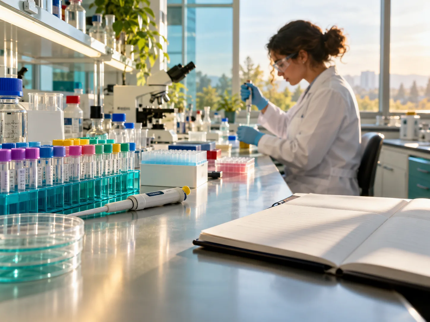 End-to-end biotechnology research workflow in a modern laboratory